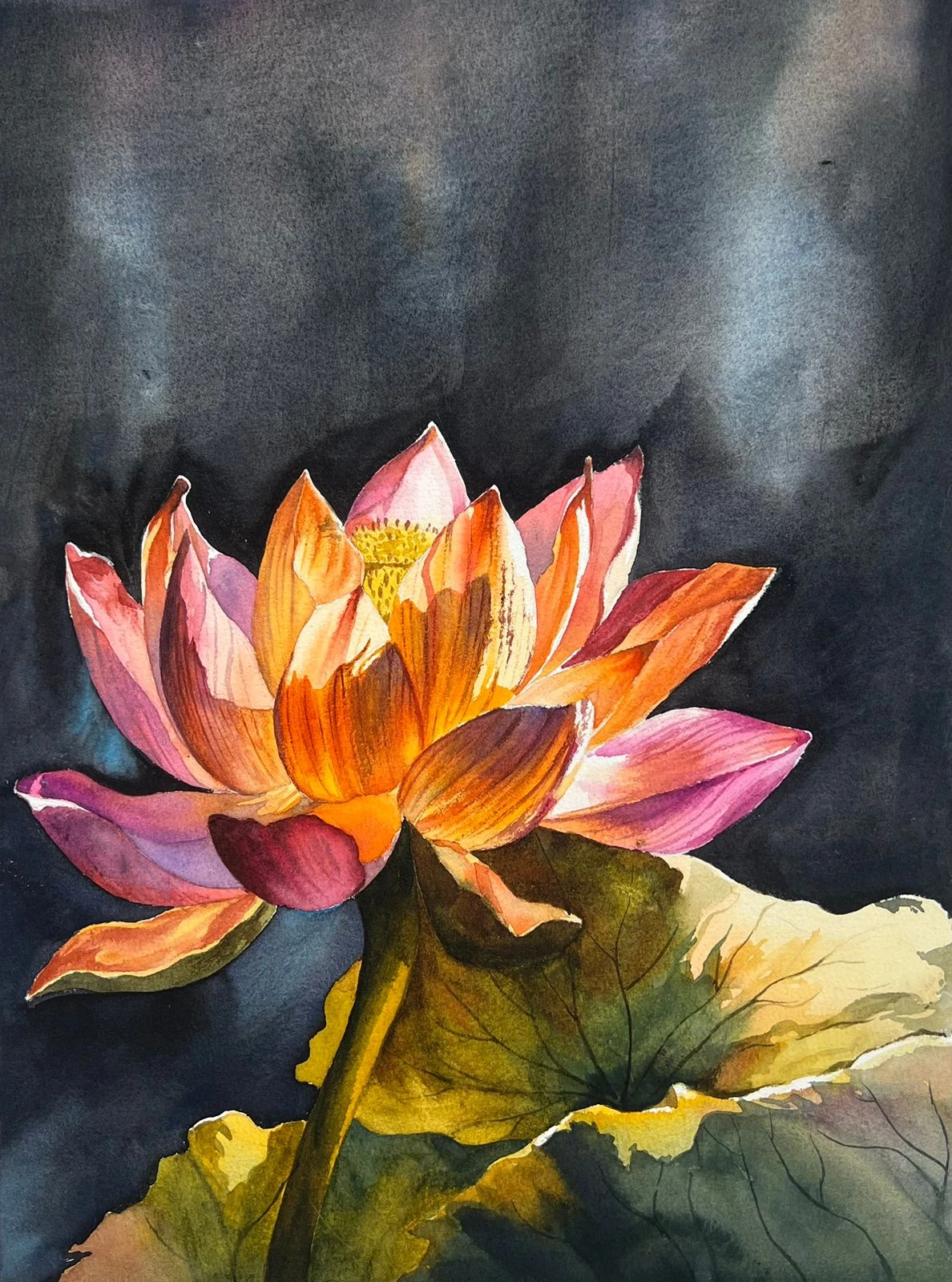 Lotus — watercolour on paper by Jahidul Islam