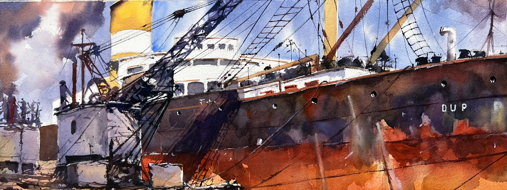 Mongla — watercolour on paper by Jahidul Islam