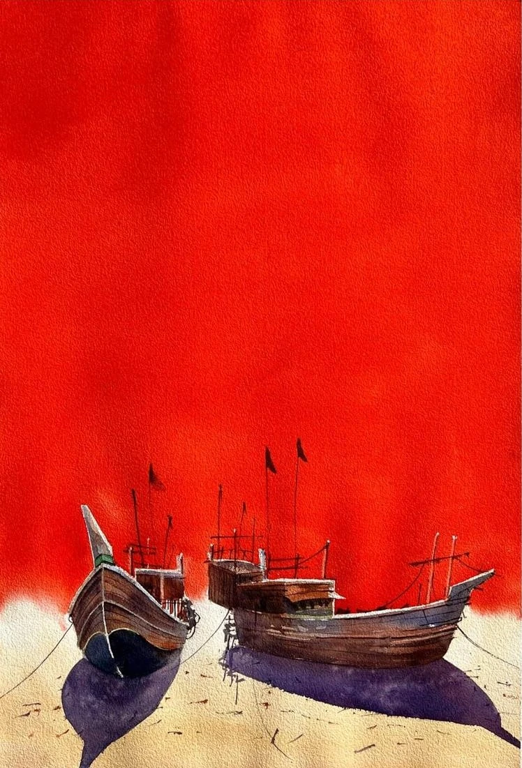 Shampan II — watercolour on paper by Jahidul Islam